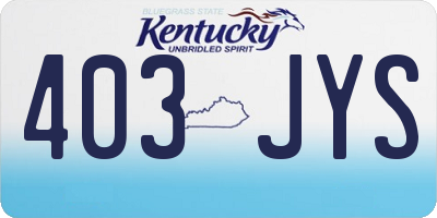 KY license plate 403JYS
