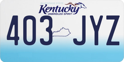 KY license plate 403JYZ