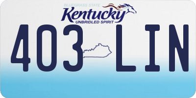 KY license plate 403LIN