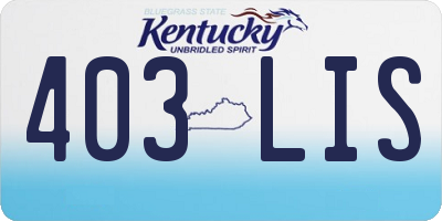 KY license plate 403LIS