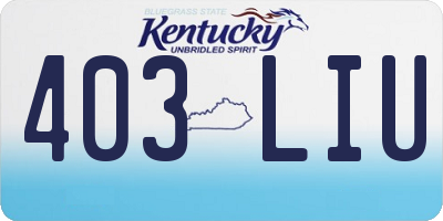 KY license plate 403LIU