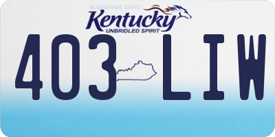 KY license plate 403LIW