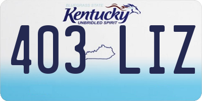 KY license plate 403LIZ