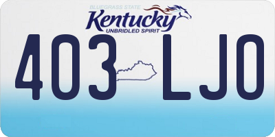 KY license plate 403LJO