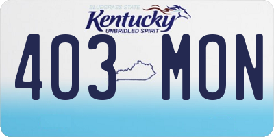 KY license plate 403MON