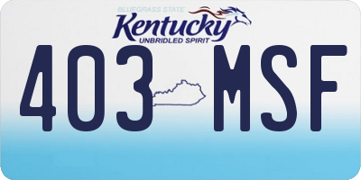 KY license plate 403MSF