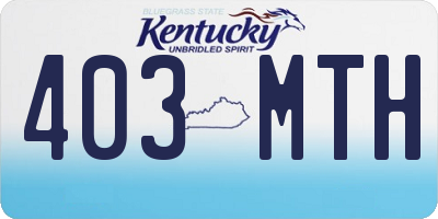 KY license plate 403MTH