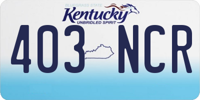 KY license plate 403NCR