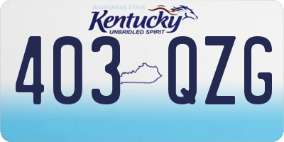 KY license plate 403QZG