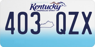 KY license plate 403QZX