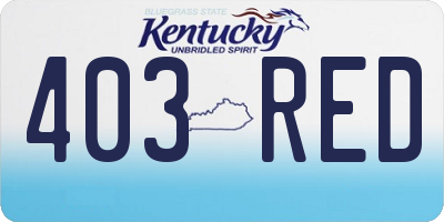 KY license plate 403RED