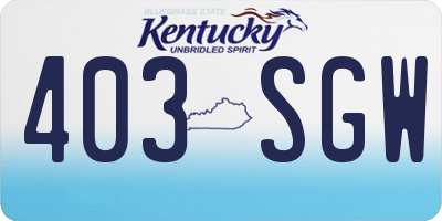 KY license plate 403SGW