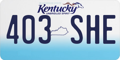 KY license plate 403SHE