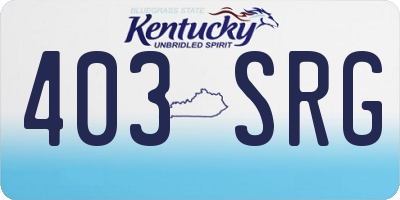 KY license plate 403SRG