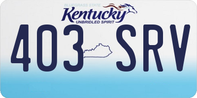 KY license plate 403SRV