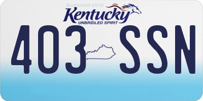 KY license plate 403SSN