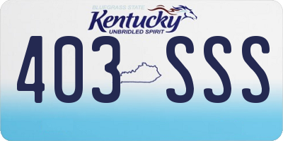 KY license plate 403SSS