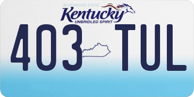 KY license plate 403TUL