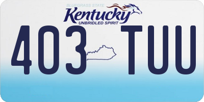 KY license plate 403TUU