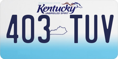 KY license plate 403TUV