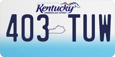 KY license plate 403TUW