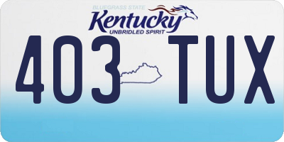 KY license plate 403TUX