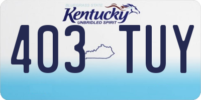 KY license plate 403TUY