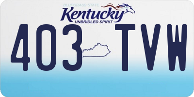 KY license plate 403TVW