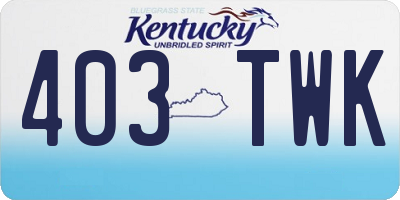 KY license plate 403TWK