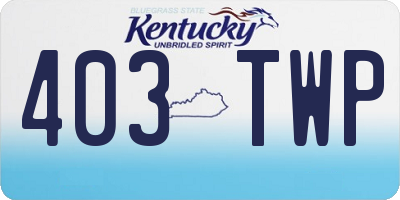 KY license plate 403TWP