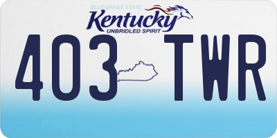 KY license plate 403TWR