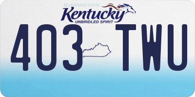 KY license plate 403TWU