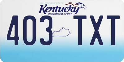 KY license plate 403TXT