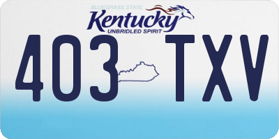 KY license plate 403TXV