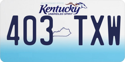 KY license plate 403TXW