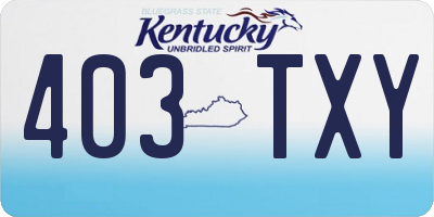KY license plate 403TXY