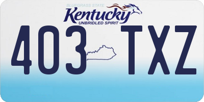 KY license plate 403TXZ