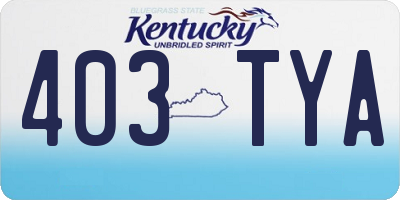KY license plate 403TYA