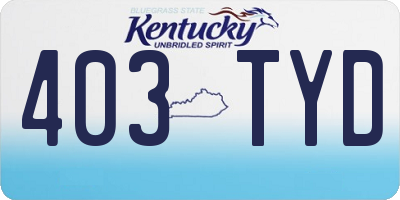 KY license plate 403TYD