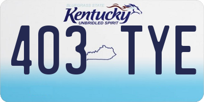 KY license plate 403TYE