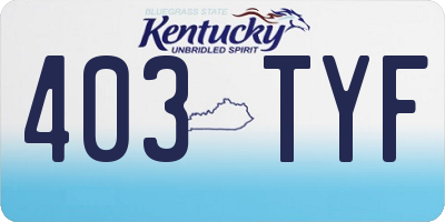 KY license plate 403TYF