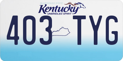 KY license plate 403TYG