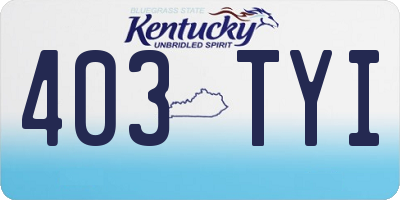KY license plate 403TYI