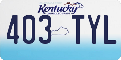 KY license plate 403TYL