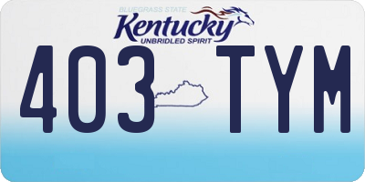 KY license plate 403TYM