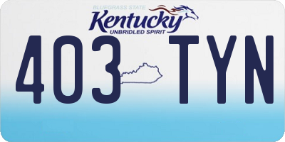 KY license plate 403TYN