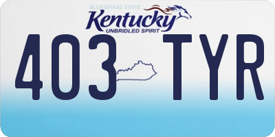 KY license plate 403TYR