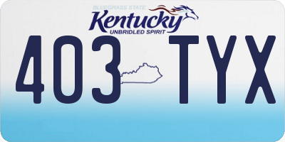 KY license plate 403TYX