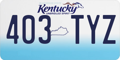 KY license plate 403TYZ