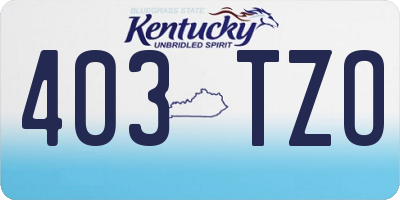 KY license plate 403TZO